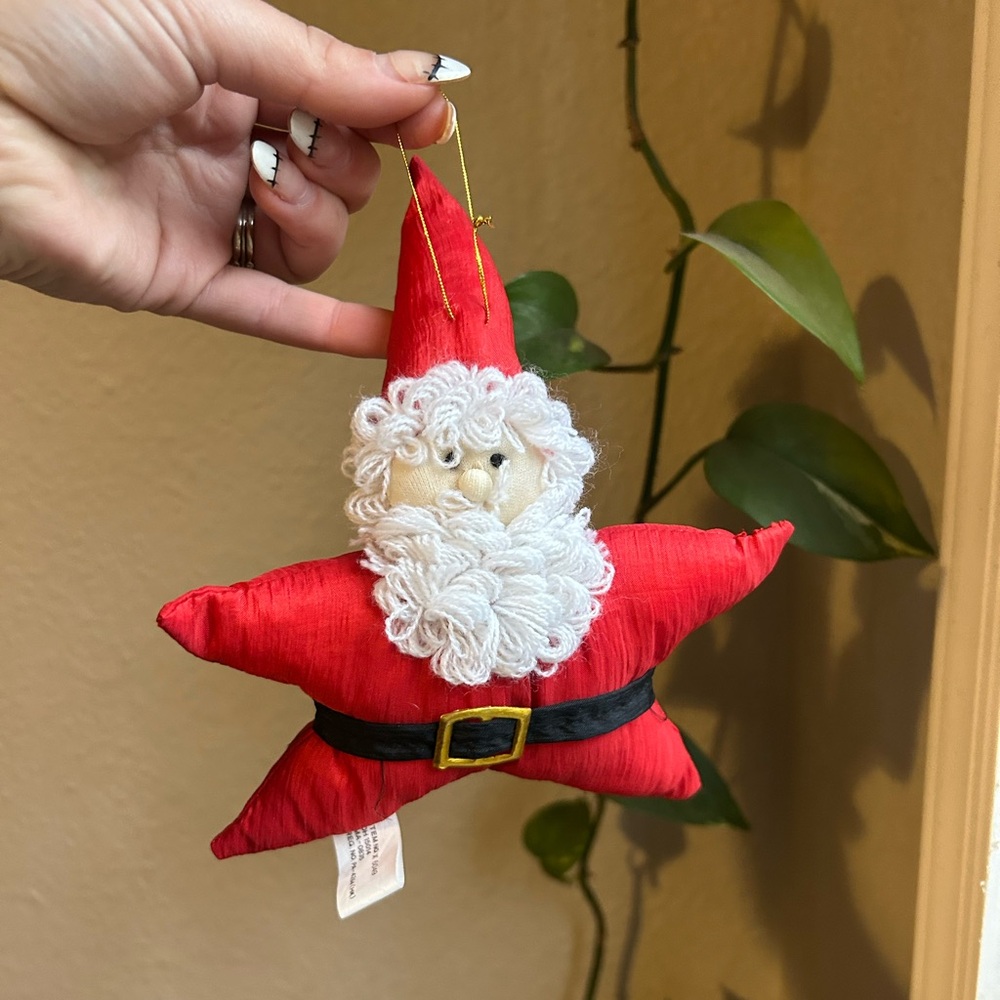 Festive Red Santa Star Ornament